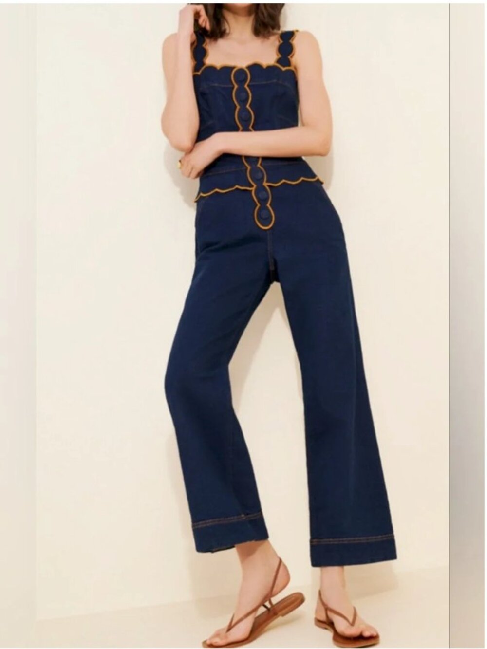 Farm Rio Denim Jeans Stretchy Jumpsuit size S